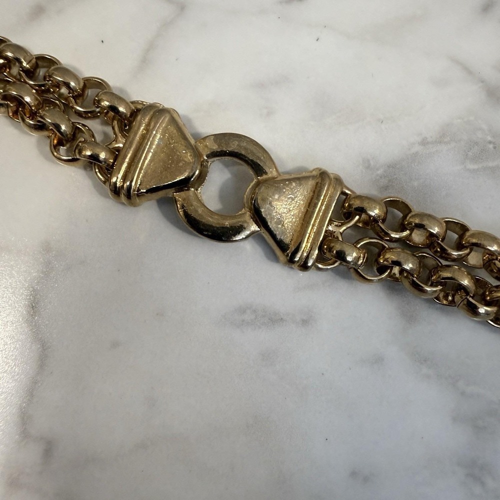Vintage 35" Chunky Double Strand Rings Gold Tone Chain Fashion Belt Runway - Picture 7 of 12